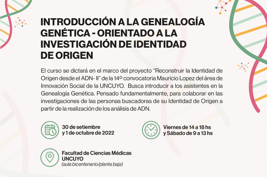imagen Dictarán curso de introducción a la Genealogía Genética
