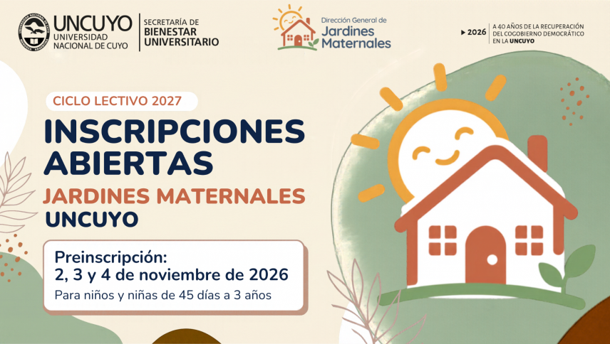 imagen que ilustra noticia Jardines Maternales de la UNCUYO: preinscripción del 2 al 4 de noviembre para el ciclo lectivo 2027