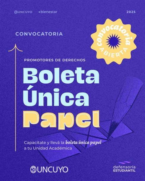 imagen Convocatoria para estudiantes: formate como promotor/a de Boleta Única Papel en la UNCUYO