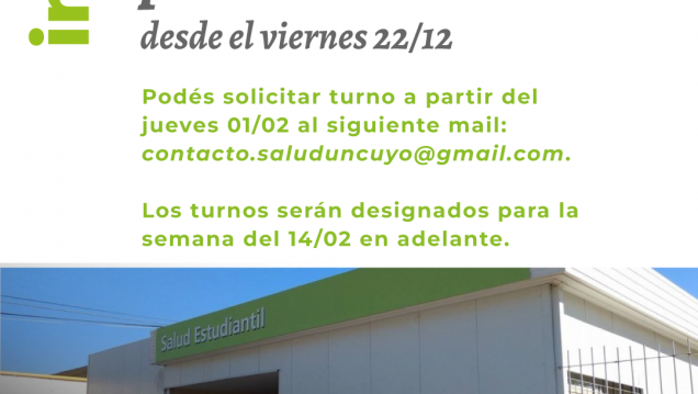 imagen Salud Estudiantil permanecerá cerrada desde el viernes 22/12