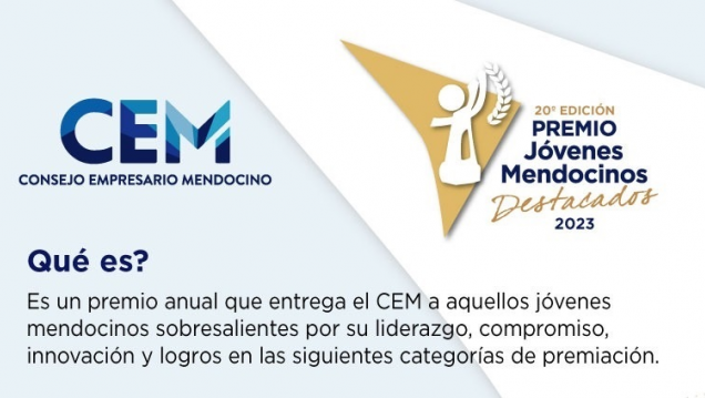 imagen El Consejo Empresario Mendocino abre la convocatoria para el Premio Jóvenes Mendocinos Destacados 2023