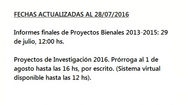 imagen Fechas de presentación (actualizadas al 28-07-2016)