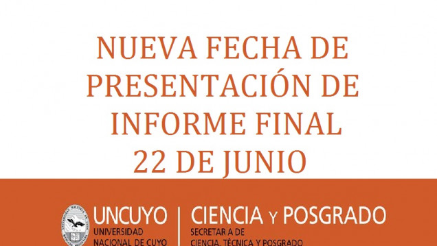 imagen Se extiende el plazo de presentación de Informe final de proyectos para el 22 de junio