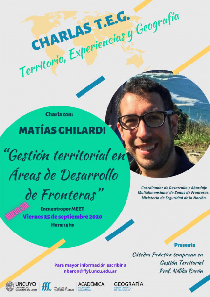 imagen CHARLAS T.E.G : "TERRITORIO, EXPERIENCIAS Y GEOGRAFÍA".