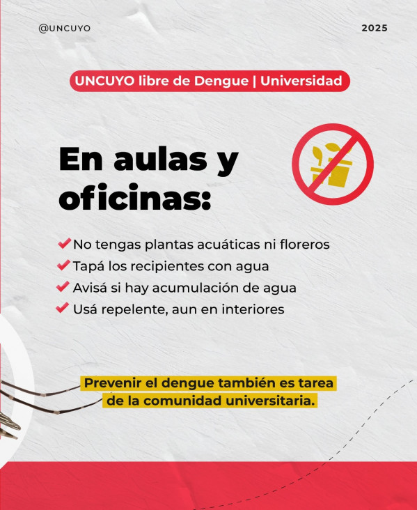 imagen UNCUYO sin Dengue: en aulas y oficinas
