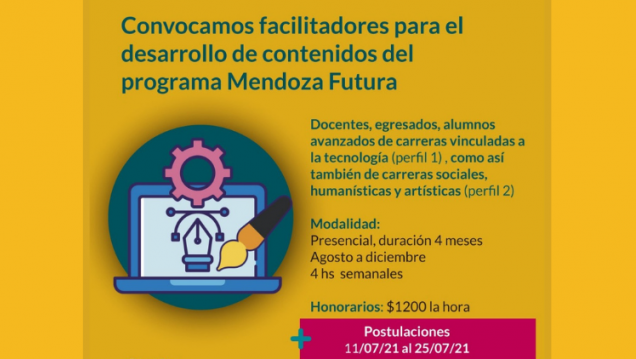 imagen Convocan a facilitadores para el desarrollo del programa Mendoza Futura