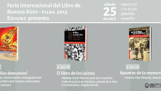 imagen Tres títulos de Ediunc se presentan en la Feria del Libro de Buenos Aires