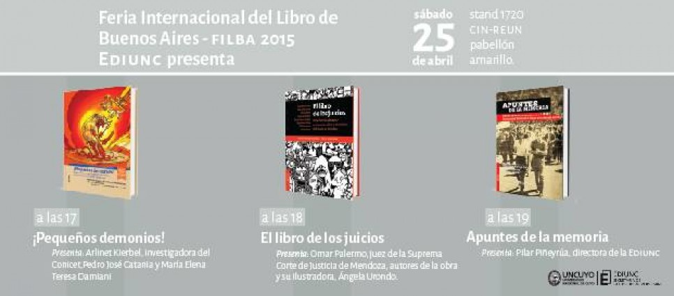 imagen Tres títulos de Ediunc se presentan en la Feria del Libro de Buenos Aires