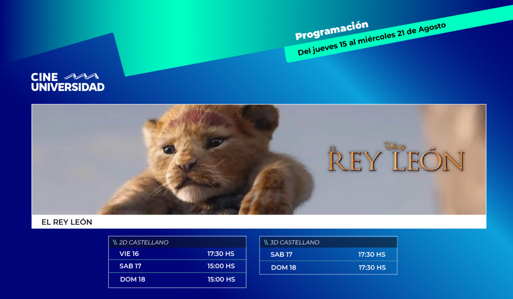 imagen Programación Cine Universidad del 15 al 21 de agosto