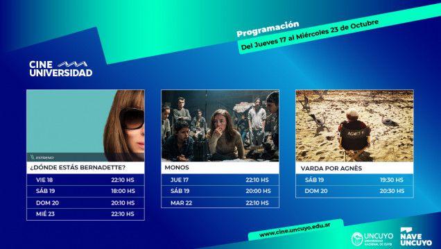 imagen Llega la programación del Cine Universidad desde el  jueves 17 al miércoles 23 de octubre