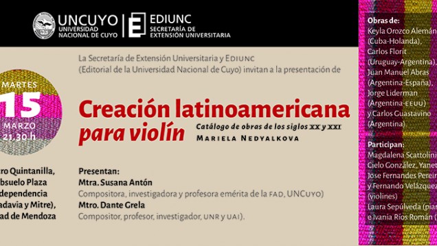 imagen La Ediunc presenta un catálogo sobre obras latinoamericanas compuestas para violín 