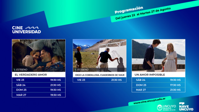 imagen Programación Cine Universidad del 22 al 27 de agosto