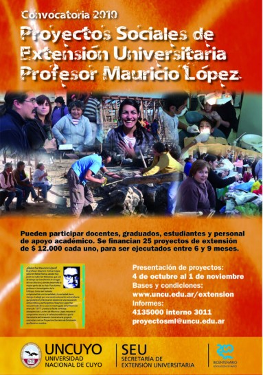 imagen Comienza la convocatoria 2010 para la presentación de Proyectos Sociales "Prof. Mauricio López"   