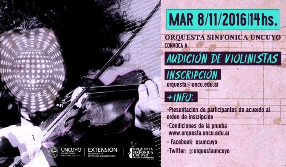 imagen La Orquesta Sinfónica de la UNCUYO llama a audición para violinista