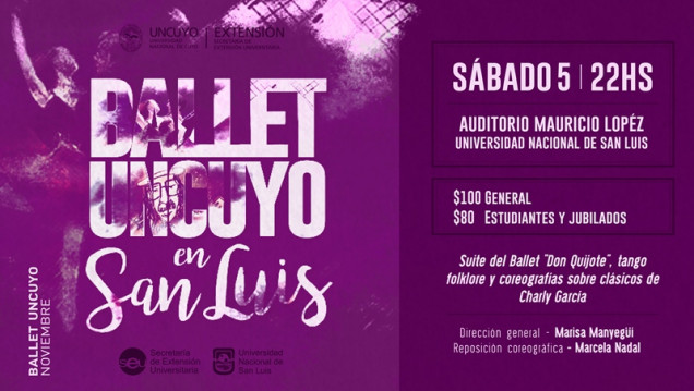 imagen El Ballet de la UNCuyo se presentará en la Universidad Nacional de San Luis