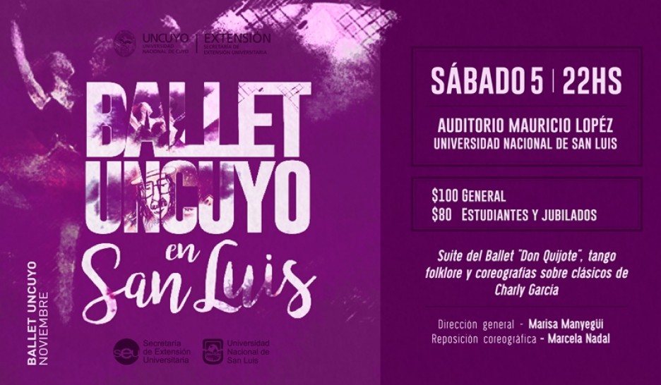 imagen El Ballet de la UNCuyo se presentará en la Universidad Nacional de San Luis