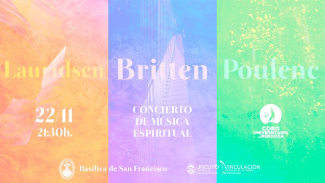 imagen Poulenc, Britten y Lauridsen: Música Espiritual, en las voces del Coro Universitario de Mendoza