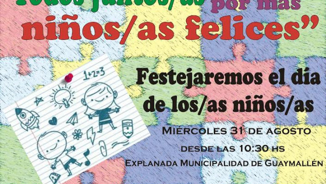 imagen Se festejará el Día de la Niñez como cierre de la campaña educativo-solidaria "Todos/as juntos/as por más niños/as felices" 