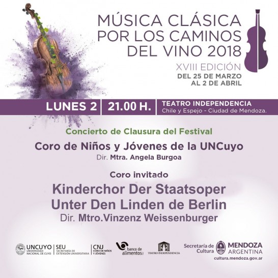 imagen El Coro de Niños participará en el Concierto de cierre del Festival Música Clásica por los Caminos del Vino