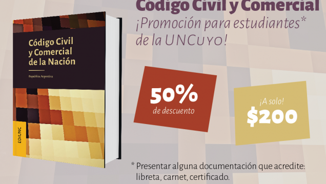 imagen La EDIUNC vende a precio promocional para estudiantes el «Código Civil y Comercial de la Nación»
