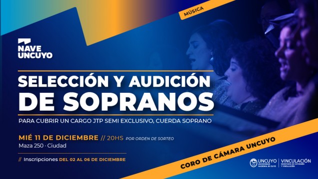 imagen El Coro de Cámara realizará una audición para cubrir función de soprano