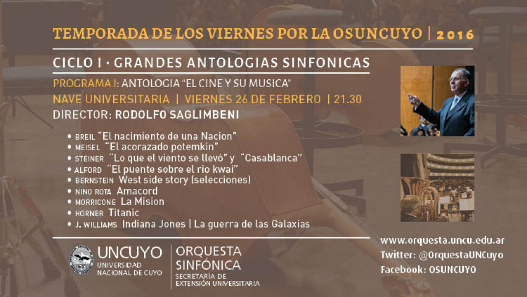 imagen La Orquesta Sinfónica de la UNCuyo presenta Antología Sinfónica en la Nave Universitaria