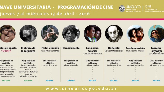 imagen Programación del Cine Universidad del jueves 7 al miércoles 13 de abril