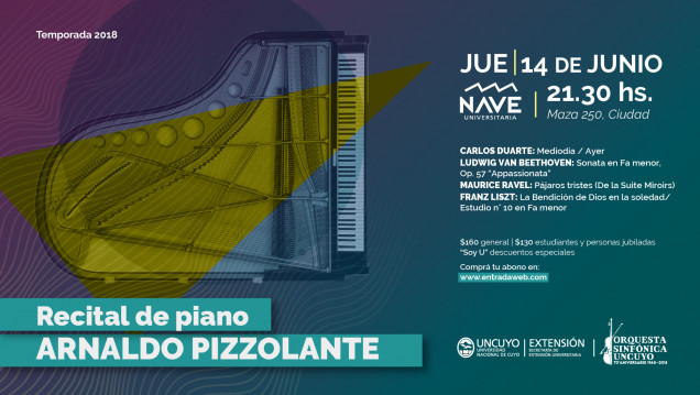 imagen La Orquesta Sinfónica presenta un recital de piano a cargo de Arnaldo Pizzolante