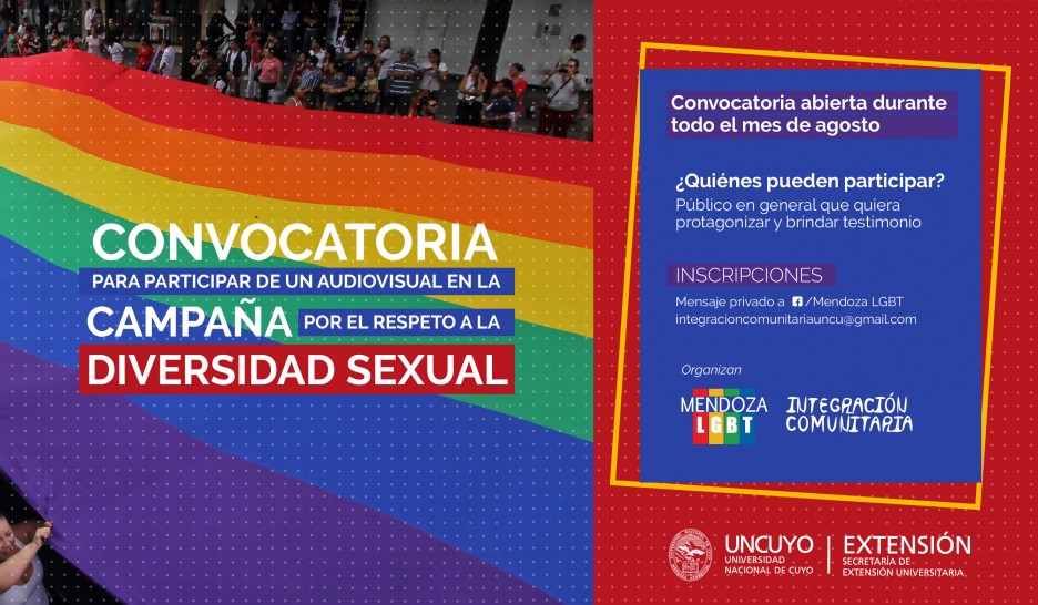 imagen Integración Comunitaria y Mendoza LGBT convocan a participar de un audiovisual sobre diversidad sexual