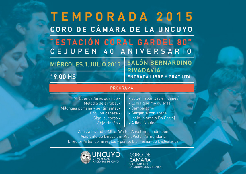 imagen El Coro de Cámara de la UNCUYO presenta "Homenaje a Gardel"