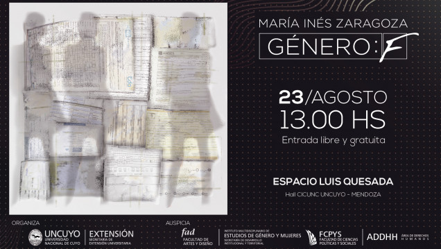 imagen En el Espacio Luis Quesada, María Inés Zaragoza presenta la muestra "Género: F"