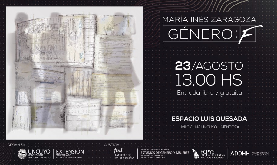 imagen En el Espacio Luis Quesada, María Inés Zaragoza presenta la muestra "Género: F"