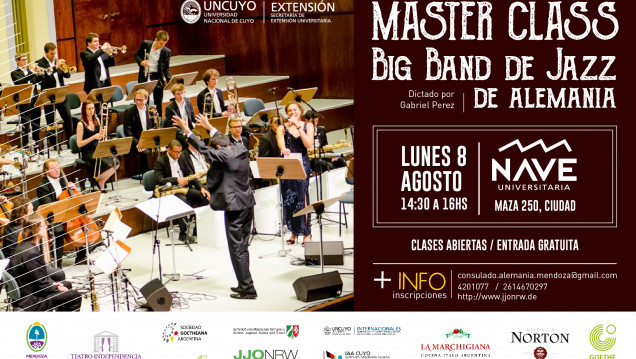 imagen Big Band NRW de Jazz de Alemania dictará una clase abierta en Mendoza