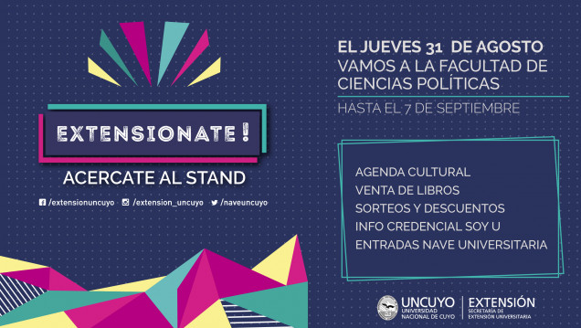 imagen El Stand "Extensionate!" estará en la Facultad de Ciencias Políticas y Sociales