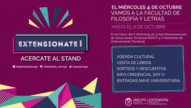 imagen El Stand «Extensionate!» estará en las Facultades de Filosofía y Letras y Odontología 