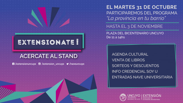 imagen El Stand «Extensionate!» participará del Programa "La provincia en tu barrio" 