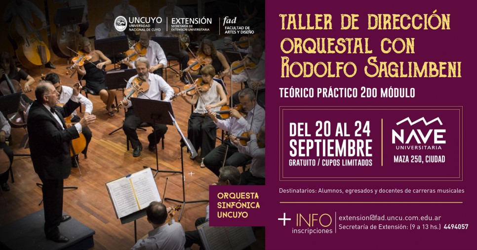 imagen Se realizará el Taller de Dirección Orquestal a cargo de Rodolfo Saglimbeni 