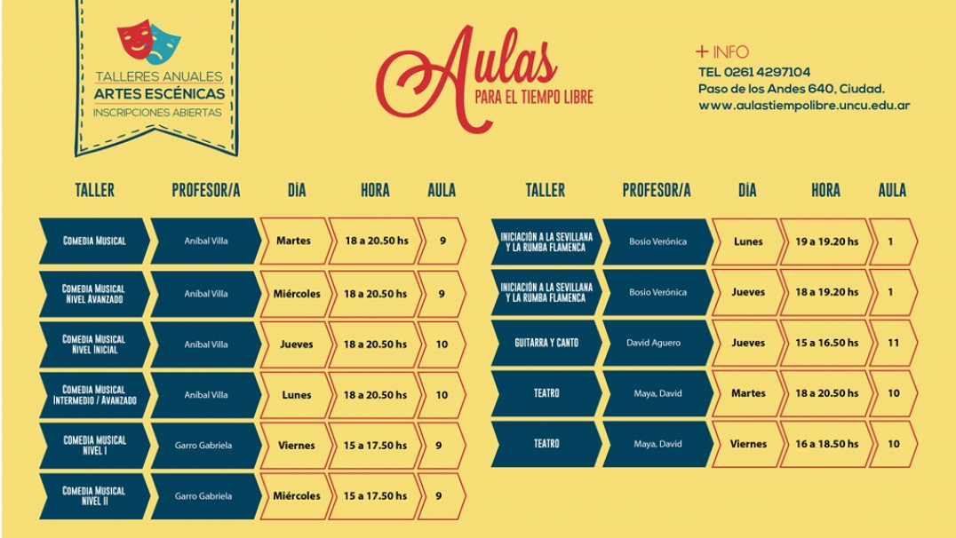 imagen Inscripciones abiertas para los talleres anuales de las Aulas para el Tiempo Libre