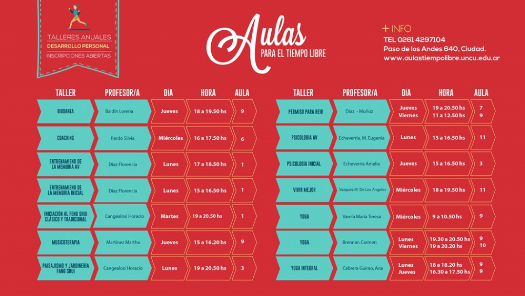 imagen Inscripciones abiertas para los talleres anuales de las Aulas para el Tiempo Libre