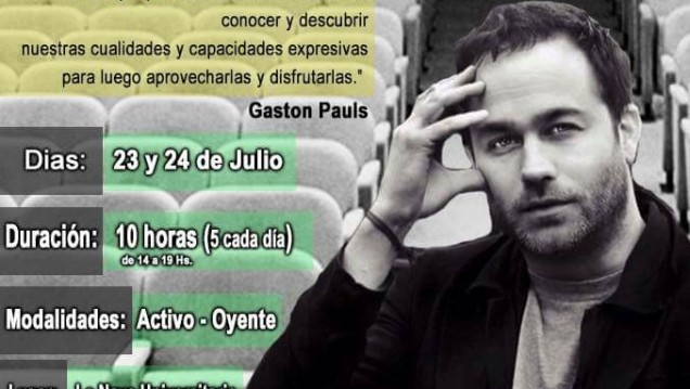 imagen Gastón Pauls dictará un seminario de actuación en la Nave Universitaria