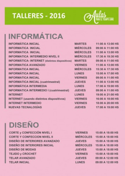 imagen Siguen abiertas las inscripciones para los talleres anuales de las Aulas para el Tiempo Libre