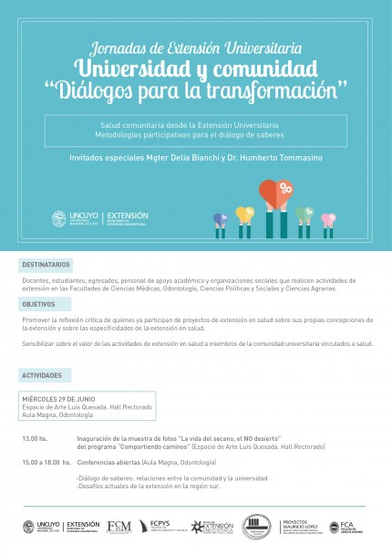 imagen Se desarrollarán las Jornadas de Extensión Universitaria en la UNCUYO: "Universidad y comunidad: diálogos para la transformación"
