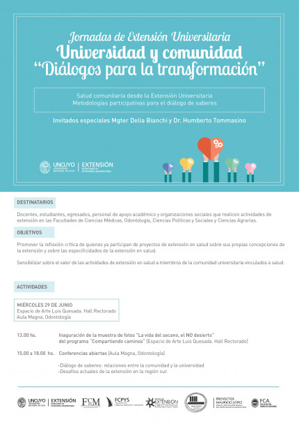 imagen Se desarrollarán las Jornadas de Extensión Universitaria en la UNCUYO: "Universidad y comunidad: diálogos para la transformación"