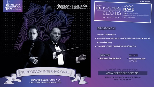 imagen El violinista Giovanni Guzzo actuará como solista con la Orquesta Sinfónica de la UNCuyo