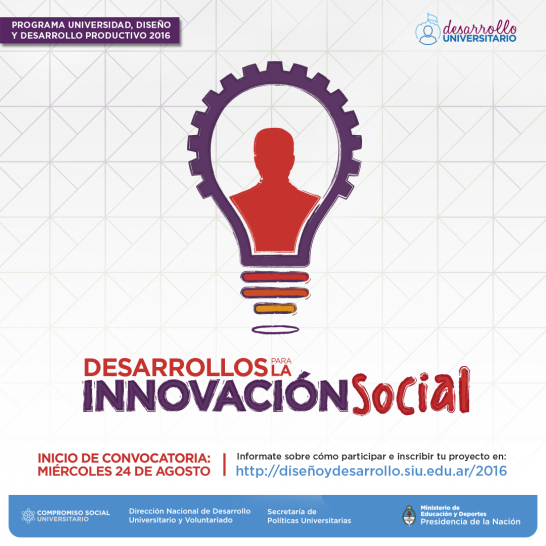 imagen Se realizará una charla informativa sobre la convocatoria "Desarrollos para la Innovación Social"