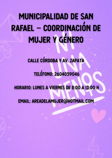 imagen La Dirección de Género y Diversidad entra en receso. Teléfonos de contacto ante situaciones de violencia de género en la provincia