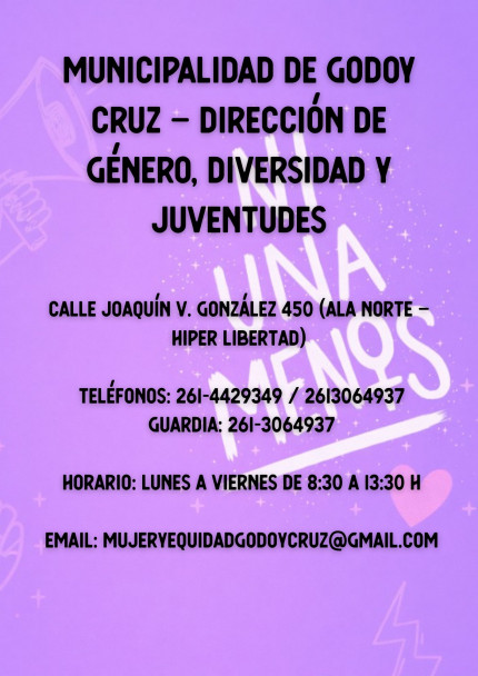 imagen La Dirección de Género y Diversidad entra en receso. Teléfonos de contacto ante situaciones de violencia de género en la provincia