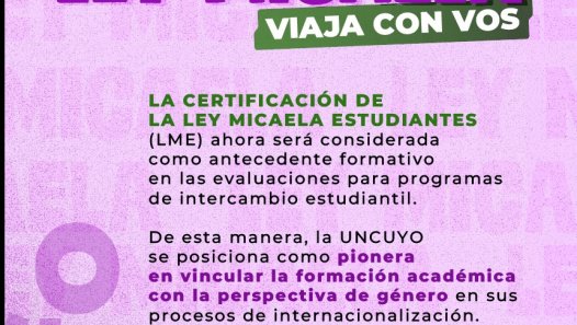 imagen La UNCUYO suma Ley Micaela para Estudiantes como antecedente en postulaciones a intercambios internacionales