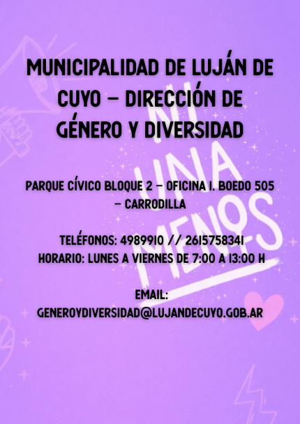 imagen La Dirección de Género y Diversidad entra en receso. Teléfonos de contacto ante situaciones de violencia de género en la provincia