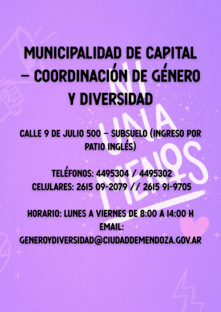 imagen La Dirección de Género y Diversidad entra en receso. Teléfonos de contacto ante situaciones de violencia de género en la provincia